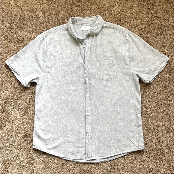 Onia Linen Cotton Blend Short Sleeve Pocket Button Down Seersucker Summer Shirt - Picture 1 of 8